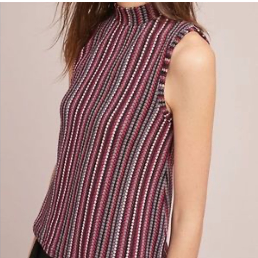 Anthropologie Striped Sleeveless Top - Pink and Gray